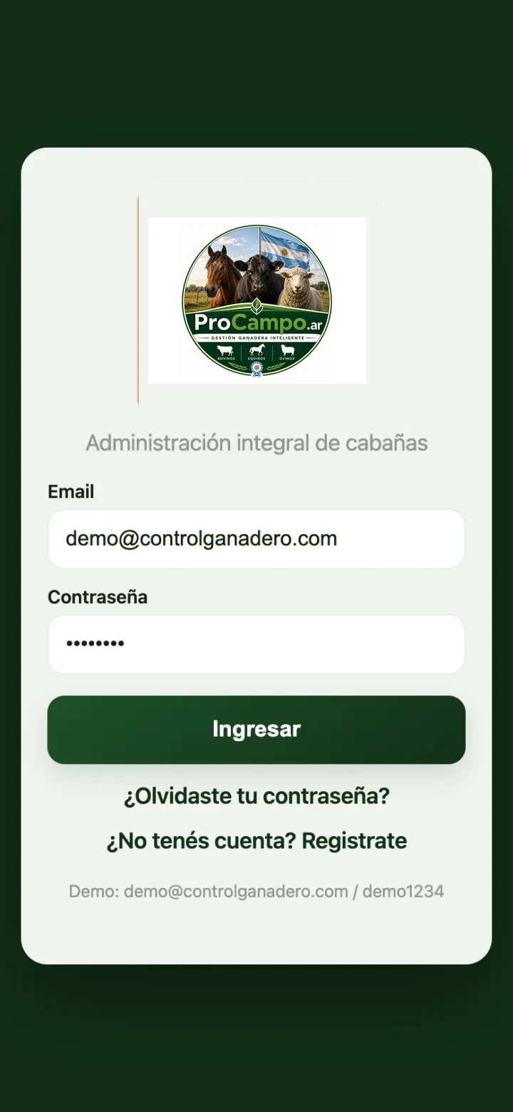 Pantalla de ingreso.