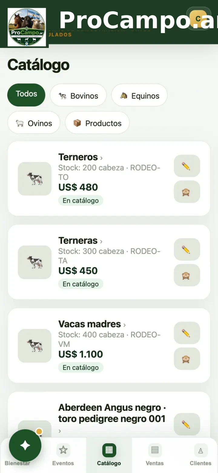 El Catálogo con los registros cargados.